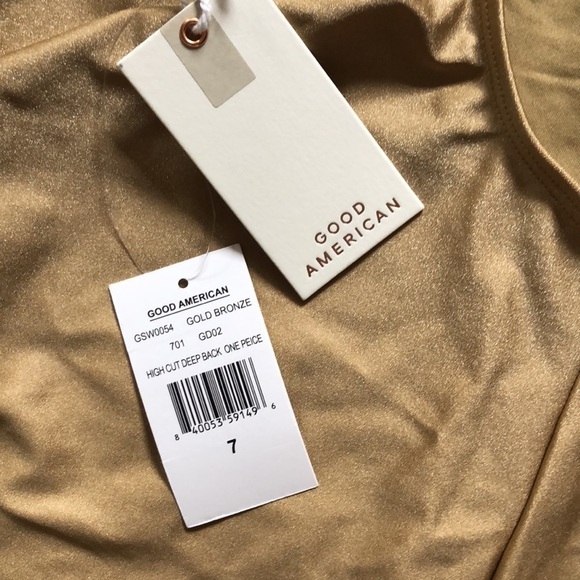 Good American Gold Bronze Deep Back One Piece Swimsuit NWT 4X - Picture 7 of 9